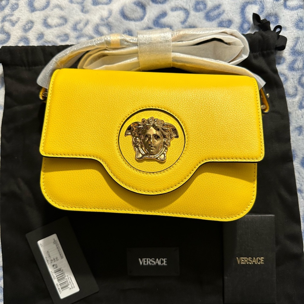 Versace Yellow Crossbody Bag with Medusa Head $1600 Retail